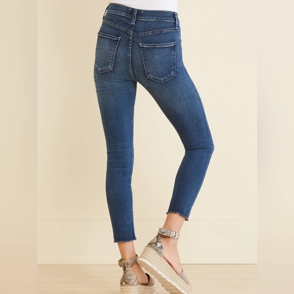 Agolde Jeans Sophie Crop Skinny Raw Hem Medium Dark Wash Stretch Size 24 - Picture 2 of 8